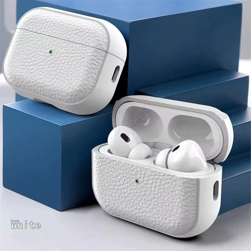Leather Texture Case for Apple Airpods 1 2 3 4 Pro Air Pods Wrieless Bluetooth Earphone Protective Cover Anti-Lost Headphone Bag