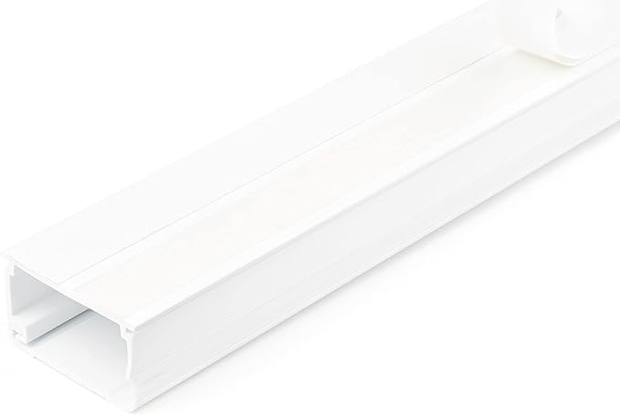 StarTech.com Solid Cable Management Raceway with Adhesive Tape & Cover, 1-3/4"(45mm) W x 1-1/8"(27mm) H - 6ft(1.8m) Length, PVC Network/Power Cord Hider - Wall Wire Duct System, UL Listed, TAA