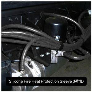Heat Shield Fire Sleeve Silicone Coated Fiberglass 3/8" ID x 5FT for Automotive Hose Lines Wires& Electrical Wiring (Black)