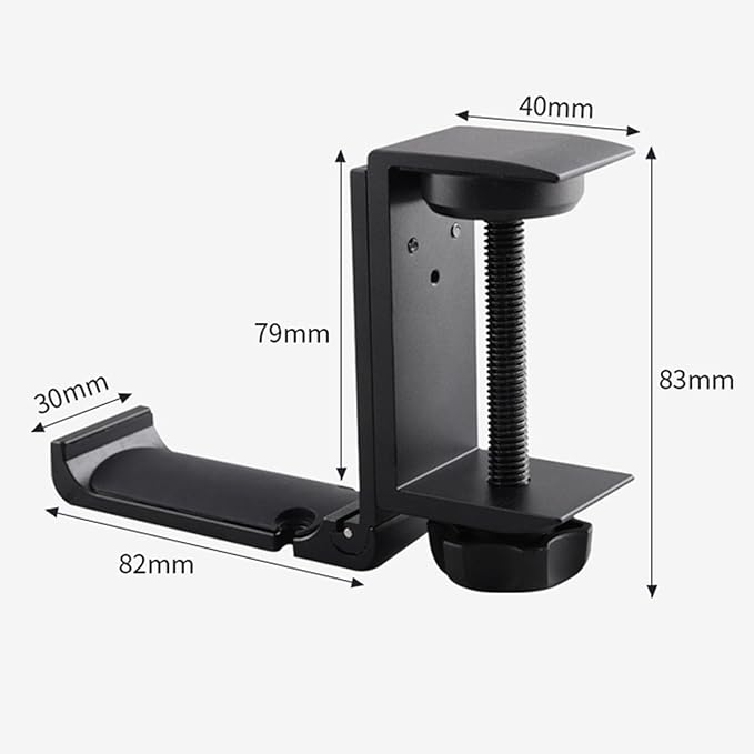 Aluminum Headphone Stand Hanger Foldable with Cable Clip Headset Holder Clamp Hook Under Desk, Save Your Space While Working & Gaming