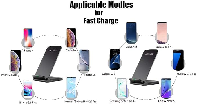 Fast Wireless Charger Stand for Samsung Galaxy S25 S24 S23 S22 Ultra/S21/Note 20/S20/S10+/S10e/S9/ S8+/S7 Edge Note 9/8 Qi Charging Dock for iPhone 17 16 15 14 13 12 11 Pro Max Mini Xs Xr 8 Plus SE