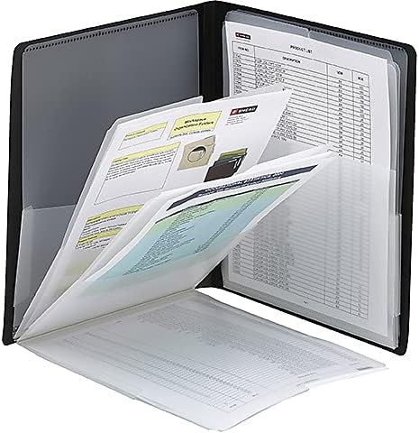 Smead Organizer, Organized Up 8-Pocket Letter Size Folder, Vertical Multi Pocket File Organizer, Durable Poly, Tabs, Black, for School, Home and Office Documents