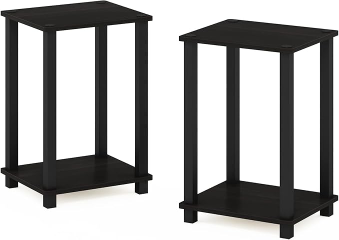 Furinno Simplistic End Table, 2-Pack, Espresso/Black