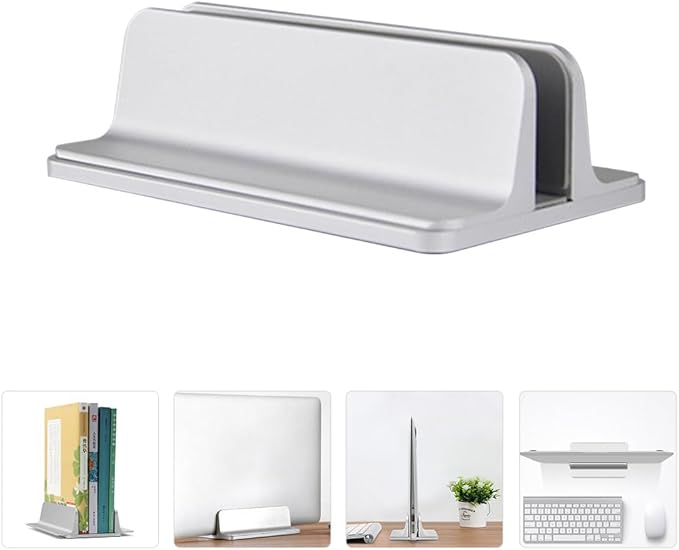 Mipcase Vertical Laptop Stand Holder 1Pc – Adjustable Width for Books & Laptops, Scratch-Resistant 3D Curved Groove for Desk Organization – for Home Office, Study Desk, Students, Remote Workers