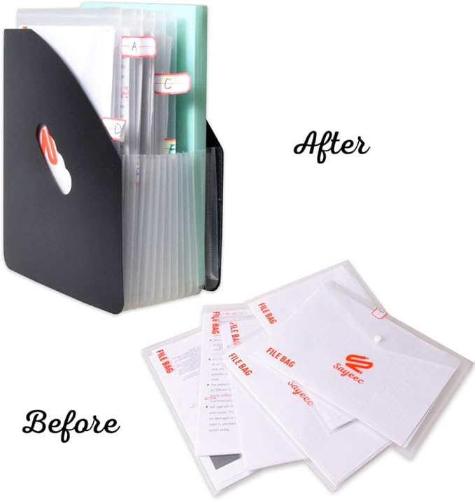 SAYEEC Rainbow Expanding File Holder Standing A4 Vertical Mini Files Organizer Magazine Basket Desktop 13 Pockets Book Folder with Handle for Students Examination Paper Bills Office Study