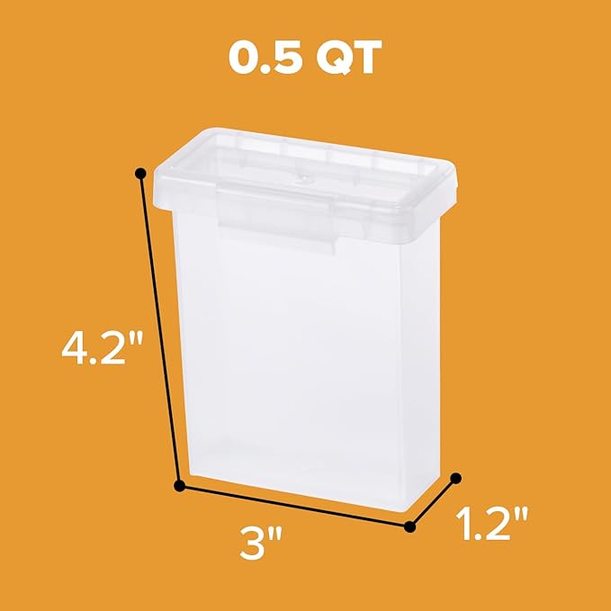 Bostitch Konnect Storage Containers with Lids, Office Organizer, Clear Plastic Box, Stackable for Crayons, Q-tips, Office Supplies, Labels, 0.5 Qt, 2 Pack