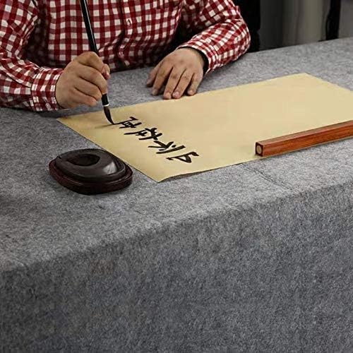 MEGREZ Chinese Calligraphy Drawing Felt Mat, Sumi Xuan Paper Painting Felt Desk Pad for Chinese Calligraphy Writing Japanese Drawing, Black, 27.5 x 39.4 inch (70 x 100cm)