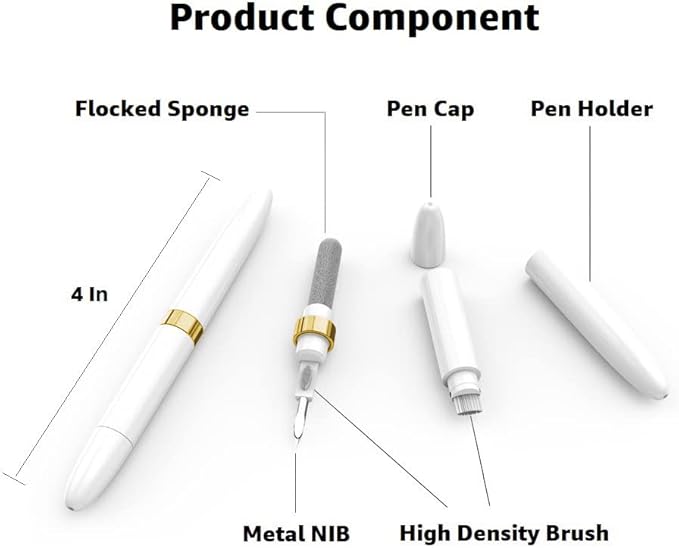 Dual-Brush Earbud Cleaning Pen | 4-in-1 Pro Kit for Precision & Durability, Tool Compatible with Airpods, Galaxy Buds, All Wireless Headsets -Gold