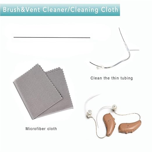 Hearing Aid Hard Case Pocket Size with Cleaning Cloth Brush Tools for Sound Amplifier(Black)