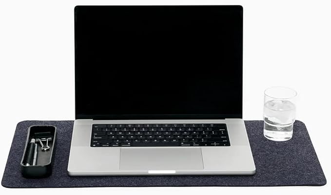 Graf Lantz Mosen Medium Merino Wool Felt Desk Pad, Luxury Non-Slip Desk Mat, Blotter for Office and Home, 24W x 12H, Charcoal