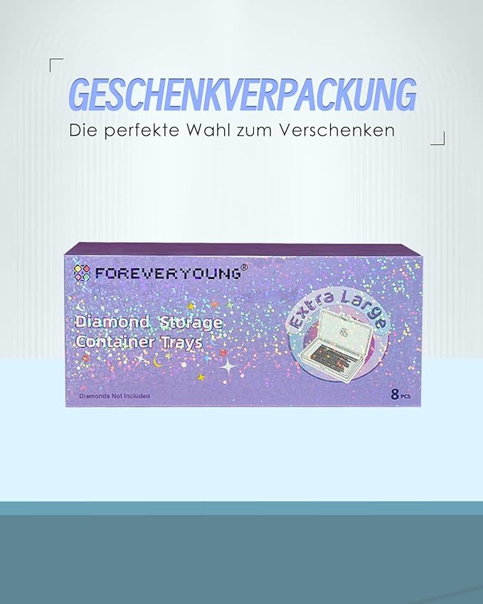8pcs ForeverYoung Extra Large Diamond Art Storage Containers Tray, Diamond Art Accessories Diamond Painting Trays with Lids, 2-in-1 Diamond Art Trays and Diamond Painting Storage, Purple Box