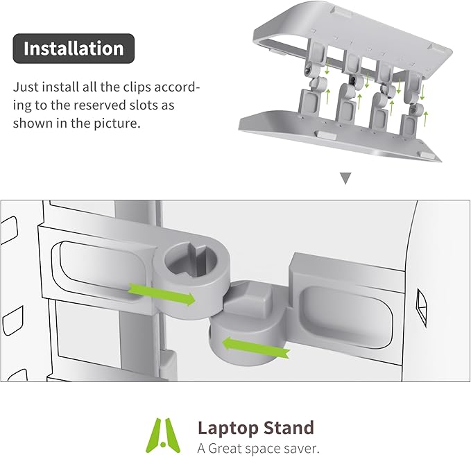 AFOOYO Vertical Laptop Stand with Gravity Locking – ABS Adjustable Laptop Holder Desktop Stand Compatible with MacBook, Surface, iPad, mini PC and More (Gray)