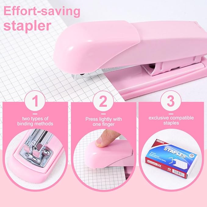 Gawsey Pink Desk Organizers and Accessories with Desk Organizer 360° Rotating Pen Holder and Office Supplies, Cute Stationery Supplies Set