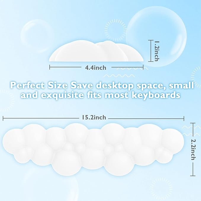 ATTACK SHARK 4 in1 Cloud Mouse Pad,Keyboard Wrist Rest,Mouse Wrist Support,and Leather Coaster Set with Office Desk Mat,Non-Slip PU Desk Pad,Memory Foam,Easy Typing Pain Relief for Office and Home