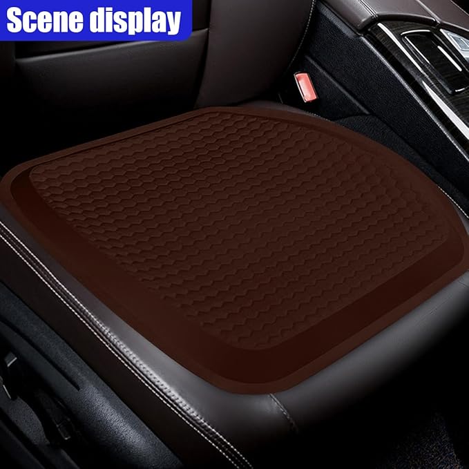 Gel Car Seat Cushion, Non-Slip & Breathable Automotive Chair Protector Pad, Comfortable Cooling Car Interior Seat Mat Accessories Universal for Sedans, SUV, Truck (Coffee)
