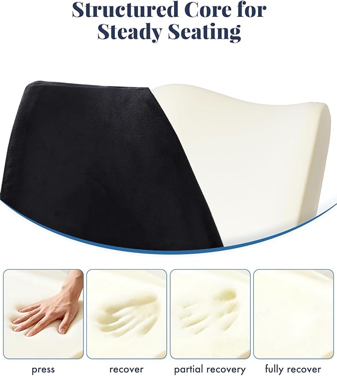 Memory Foam Donut Pillow for Coccyx Sitting Comfort,Large Supportive Seat Cushion with Center Cut-Out Design for Pressure Relief,Comfort Donut Cushion for Home & Office Chairs