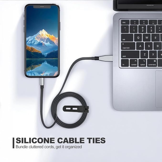 15 Pcs Cable Ties ,Silicone Cable Ties, Reusable Cord Organizer for Charger Cables, Hair Dryer, Home & Office, Flexible Cord Wraps for Electrical Wires (15 Pcs Cord Organizer)