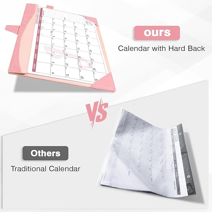 Ospelelf Desk Calendar 2026-2027 with Storage Pocket Protective Cover Large 12"x17" Leather Monthly Wall Planner Pad 18 Months January 2026 - June 2027 Pink