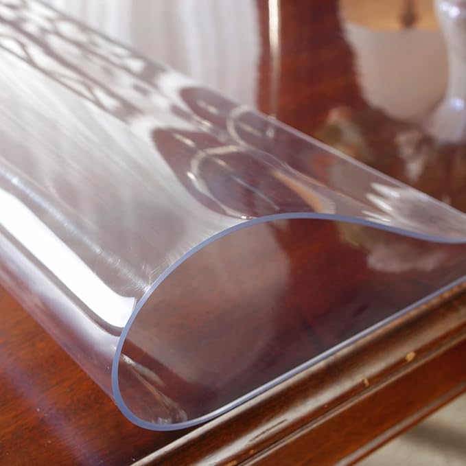OstepDecor Clear Table Protector 20 x 42 Inch, 2mm Thick Plastic Table Cover, Waterproof PVC Clear Table Cover Protector, Desk Protector Mat, Writing Desk Pad for Desktop, Coffee & Dining Room Table
