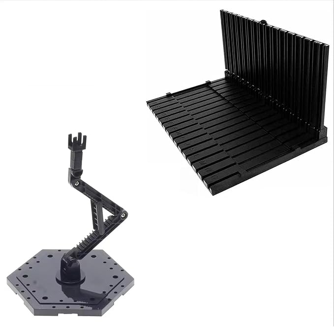 4-Pieces Model Kit Display Stand and Runner Storage System with Action Base, Suitable for Model Stand Action Figure Stand and HG, MG and RG Model Character Display Stand,Black.(Combination Set)