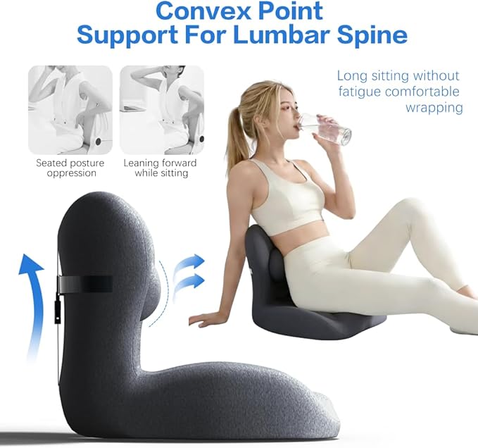 Adjustable Seat Cushion & Lumbar Support Pillow Set for Office Chair, Ergonomic Pillow for Sciatica Pain Relief, Memory Foam Back Support Pillow & Chair Cushion for Car seat, Desk Chair (black)