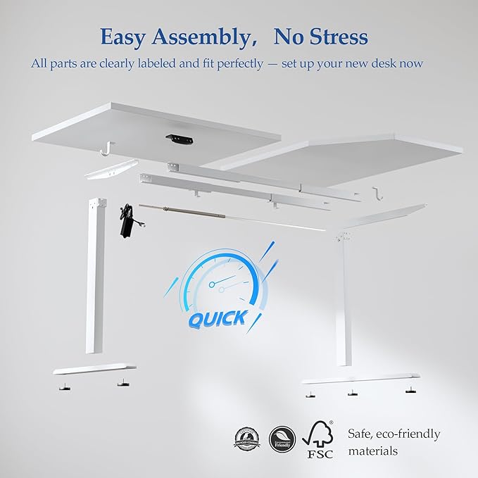 Klicelor L Shaped Standing Desk 59 x 35.4 Inch, Electric Height Adjustable Corner Desk for Home Office Workstation, Ergonomic Sit Stand Computer Table with Memory Controller, White