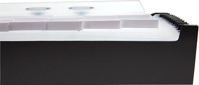 Staples Expanding Case File, 26‑Pocket Accordion Organizer, Legal Size, Heavy‑Duty Poly Construction with Carry Handle, Black