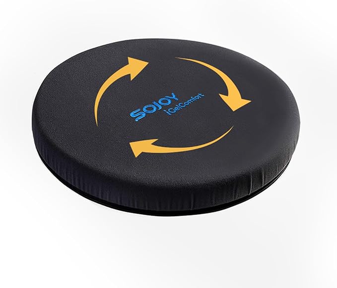 Sojoy iGelComfort Deluxe Gel Swivel Seat Cushion with Supportive Memory Foam 360 Degrees Rotating Seat Cushion for Home,Stool Chair,Office (Brown, 15.5 * 15.5 * 2.5)