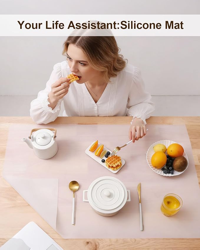 Silicone Crafting Mat for Artists, 32"x24"x1.2mm Large Nonstick Art Sheet for Resin Craft, Jewelry Casting, Acrylic Painting, Clay Work, Heat Resistant Desk Protector and Placemat | Translucent