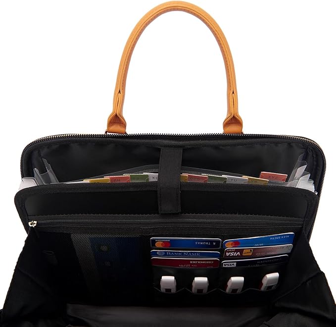 Accordian File Organizer Tote,Folder with Zipper & Labels,12 Pocket Expanding File Folder with Multi-Pockets Paper Folder for Letter A4 Files Business Teacher Office Bag Handbags for Ladies