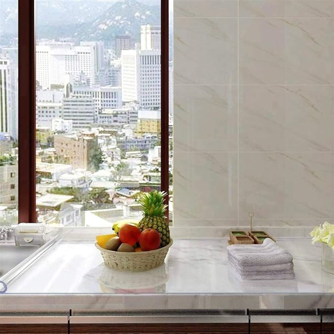 NECAUX Custom 24 x 79 Inch Clear Table Cover Protector, 1.5mm Thick Water Resistant Plastic Non-Slip Protective Table Pad Decorative Tablecloth for Meeting Table, Trainning Table, Conference Table