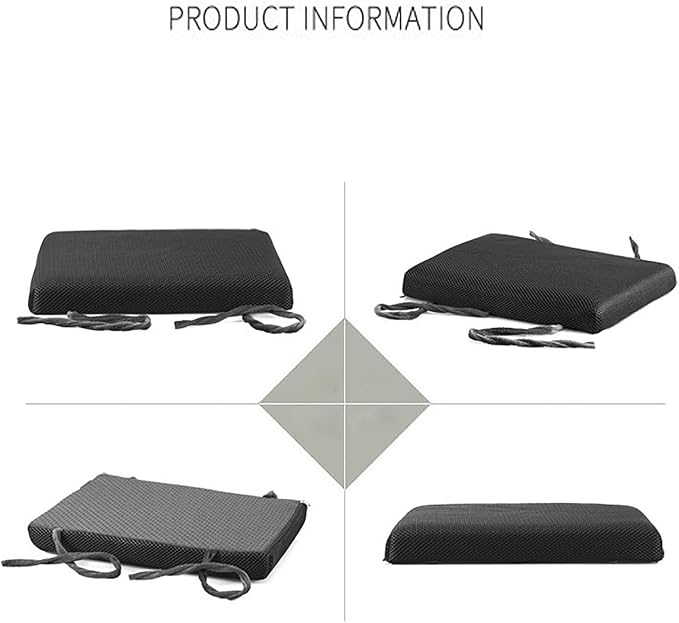 Detachable Memory Foam Seat Cushion Rectangle Bar Stool Cushions Non-Slip Dining Seat Cushion Chair Pads with Ties Kitchen Bench Stool Cushions 14"x10" Black Grey