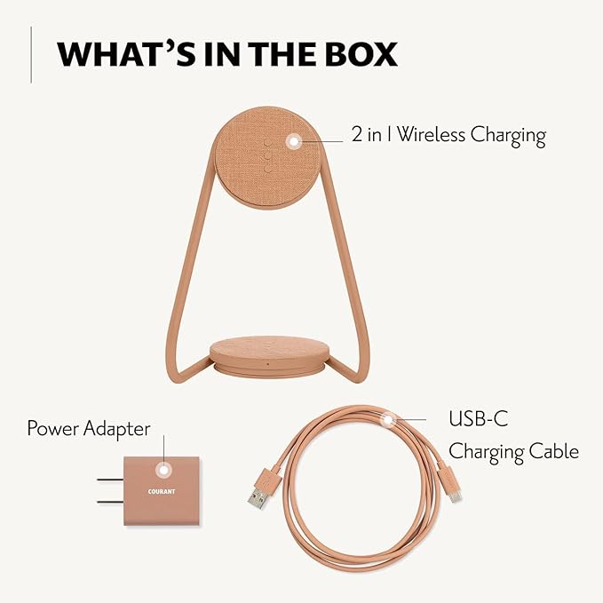 COURANT MAG:2 Wireless Charging Stand - Belgian Linen, 2 in 1 Multi-Device Charger - Magnetic Stand for MagSafe iPhones 16, 15, 14, 13, 12 with Charging Base for AirPod Cases, (Forest)