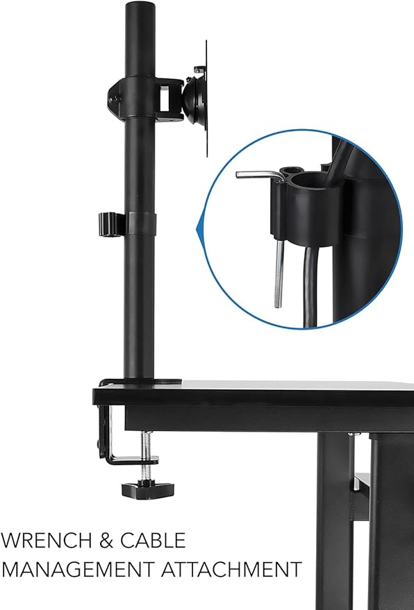 Mount-It! Rolling Adjustable Stand-Up Desk with Monitor Arm - Mobile Computer Workstation & Presentation Cart, in Black Color (MI-7942B)