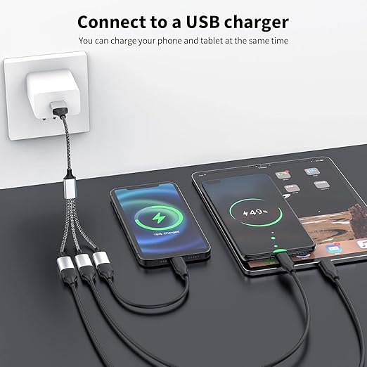 Fidioto USB Extension Cable, 4Ft Long USB Cable, USB Y Splitter 1 Male to 3 Female USBA Adapter Compatible with Webcam, Camera, Phone, hub, Mouse, Keyboard, Printer, Hard Drive, Headset, Xbox
