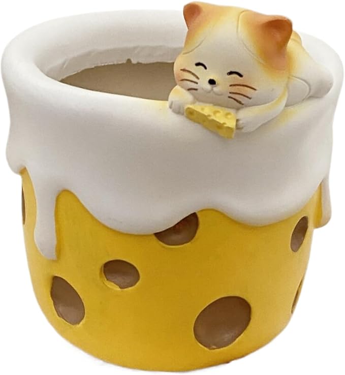 Cute Small Pen Pencil Holder, Kawaii Resin Cat Dog Dinosaur Rabbit Animal Paper Clip Toothbrush Mini Storage Organizer Office Desk Decorations
