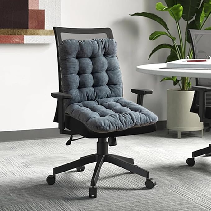 Desk Chair Cushion with Ties,Non-Slip Office Chair Pads with High Back Support,Soft Dorm Seat Cushion for Office,Car,Dining Room,Kitchen,Rocking Chairs (Dark Grey)