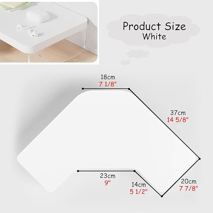 ROYUMI Corner Monitor Stand Clear Acrylic Leg & Wood Corner Screen Stand, L-Shape Desk Triangle Riser for Monitor/Laptop/Computer, Corner Organizer with Drawer (Color : White)