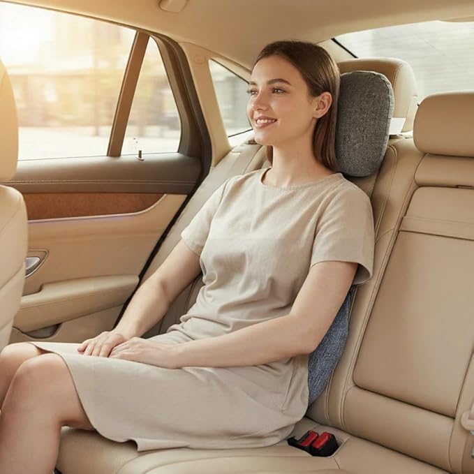 Car Neck Pillow and Back Cushion Lumbar Support for Driving Office Relaxing with Adjustable Strap Comfort Support Neck and Back for Car Seats Office Chairs Trains Airplanes Gaming Chairs Wheelchairs