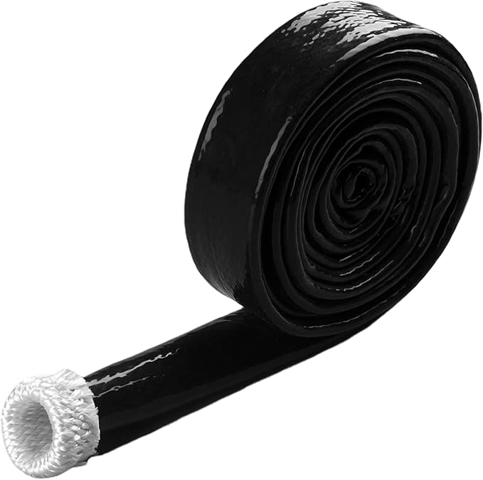 1"(25.4MM) ID Fire Sleeve Heat Sleeve Heat Shielded Fire Thermo Armor Silicone Coated Fiberglass for Automotive Hose Lines & Electrical Wiring,3.3feet(Black)