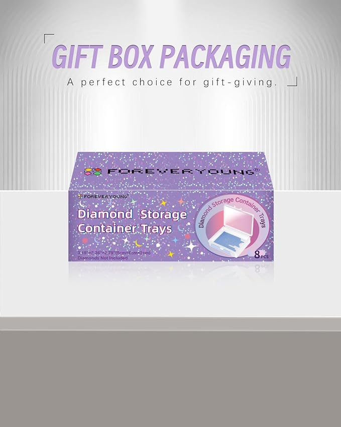 forever young 8pcs Diamond Painting Storage Containers Trays, Diamond Painting Accessories Diamond Painting Trays with Lids, 2-in-1 Diamond Art Storage, Bead Storage & Line-Up, Purple Box