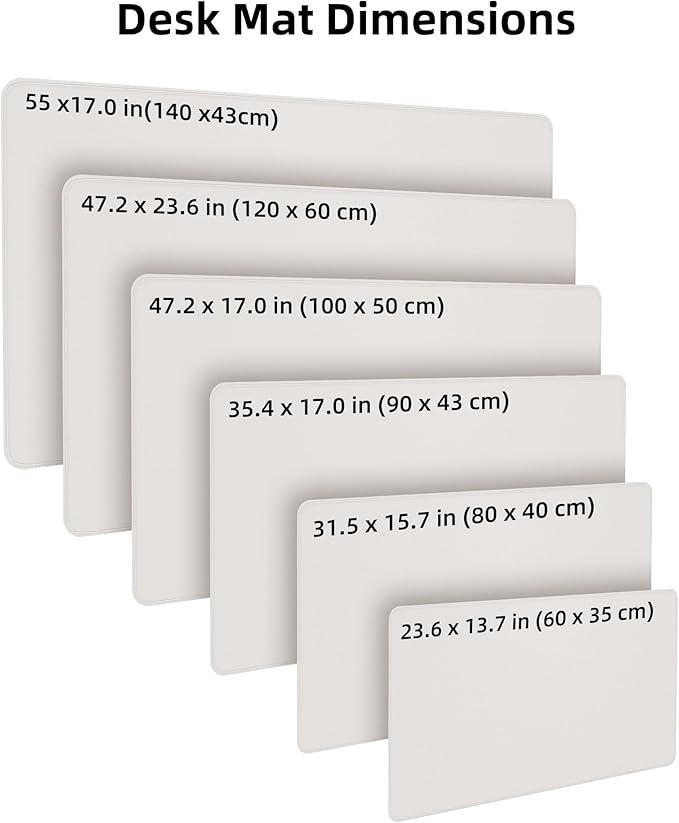 Desk Pad Mat 23.6"x13.7" - Waterproof Mouse Pad & Desk Protector, Non-Slip PU Leather for Gaming Keyboard/Mouse, Stitched Edge XL Office Desk Pad with Ergonomic Support(White)