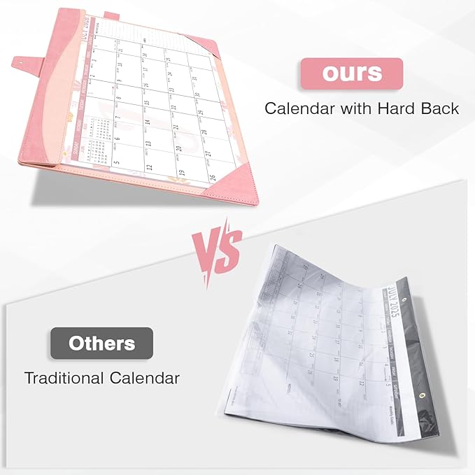 Ospelelf Leather Desk Calendar 2026-2027 Large 12"x17" Monthly Planner Pad with Protective Cover 18 Months Use July 2026 to December 2027 Pink Floral