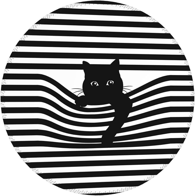 Cat Round Mouse Pad Premium Textured Mouse Mat Washable Mousepads with Extended Stitched Edges Non Slip Rubber Base Small Mousepad 7.9 X 7.9 X 0.12 Inches