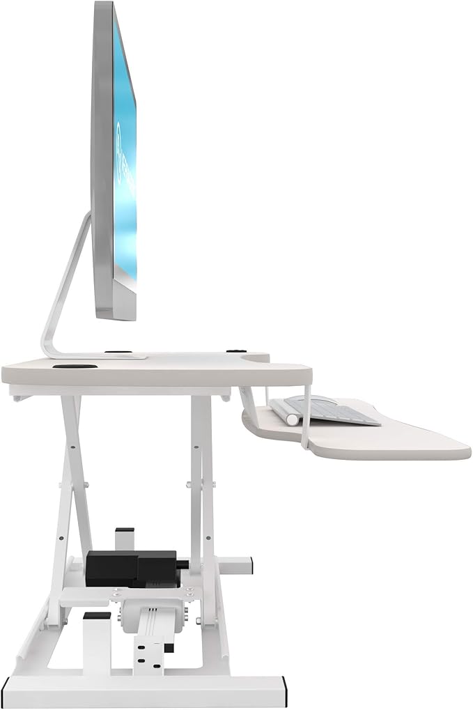 VERSADESK PowerPro 36 Inch Electric Standing Desk Converter – Push-Button Height Adjustable Sit to Stand Desk Riser for Dual Monitors & Laptop – Motorized Desktop Workstation with Wide Keyboard Tray
