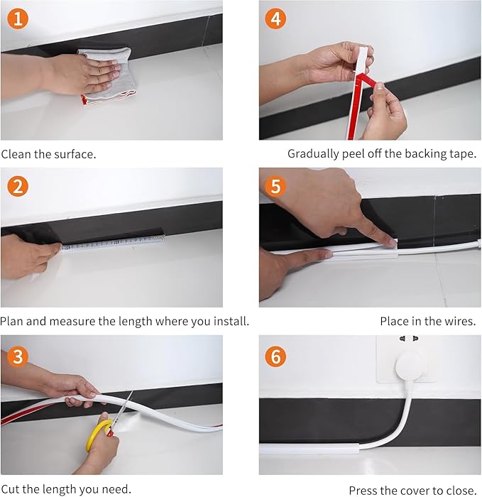 Cord Hider for Wall Mounted TV, 78" Cable Cover for 2-3 Cables with Side Open, Flexible Silicone Wire Raceway Management,Self-Adhesive Cord Organizer,Wire Concealer Channel, White