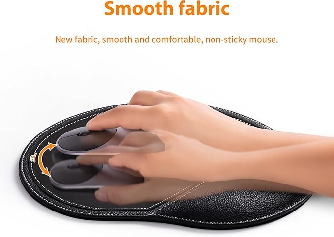 Black Office Square Leather Mouse Pad with Wrist Rest Non-Slip Design, Business Style Gaming PU Mousepad for Learners, Workers &Computer Users.