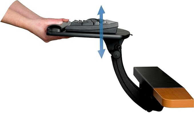 3M Sit/Stand Easy Adjust Keyboard Tray, 25.5 in. x 12 in. Wood Platform, 23 in. Track, Black, Wrist Rest and Mouse Pad