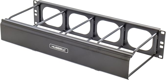 Hubbell - HM27C - HUBBELL Premise Wiring Single Side Horizontal Ring Manager: Includes Mounting Hardware, Black, HM27C