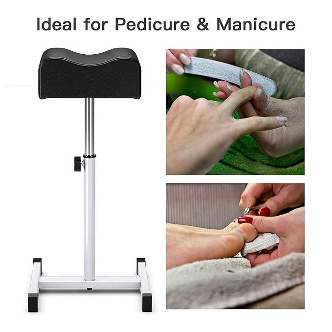 CHAOEEMY Pedicure Foot Rest,Adjustable Height Pedicure Stool,Pedicure Stand for Home Salon,Tattoo,Nail Tech(Black)